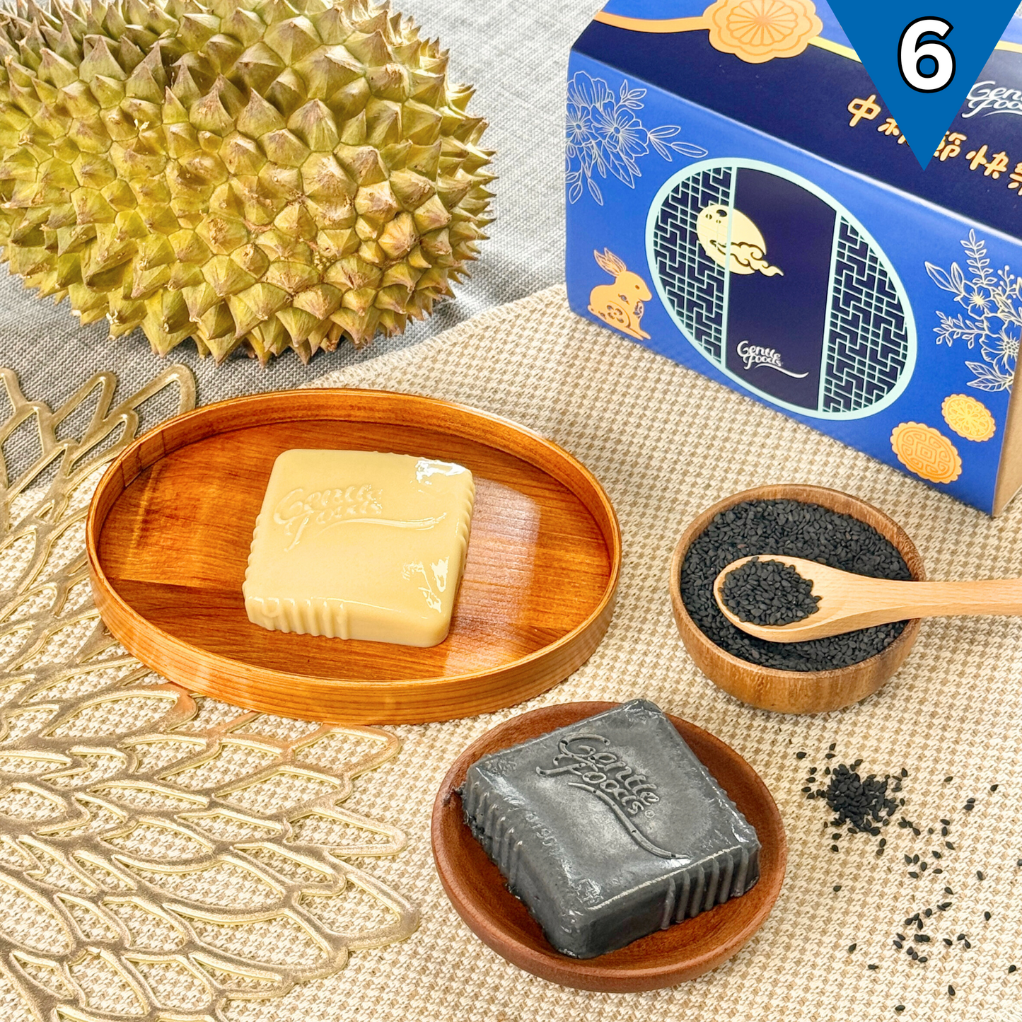 2pc Set with Gift Box: Durian and Black Sesame Mooncake